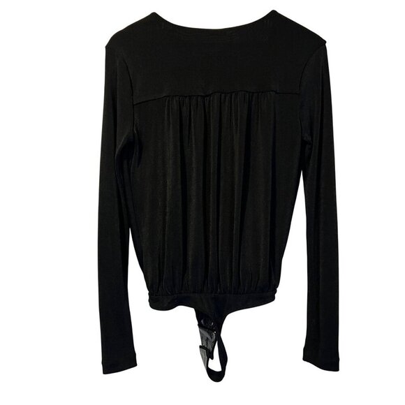 NWOT Free People Intimately Black Turnt Slinky Wrap Bodysuit S Minimalist - Picture 2 of 6